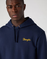 Wrangler Logo Hoodie Męska Bluza z Kapturem Nierozpinana Navy Blue W654I4114